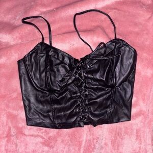 Rue21 Black Lace-Up Crop Top